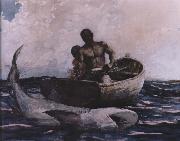 Winslow Homer shark fishing oil painting